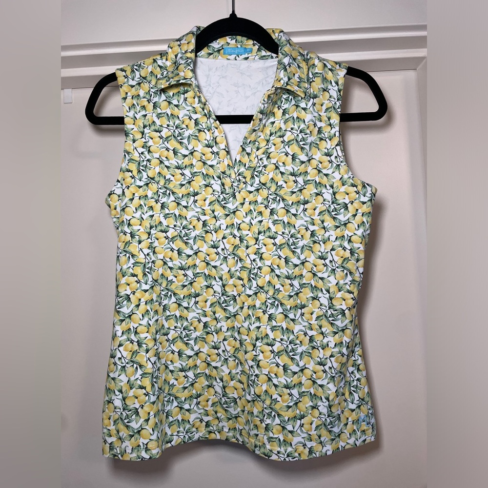 J. McLaughlin Meyer Lemons Print Catalina Cloth Sleeveless Golf Top XS